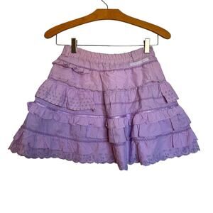 NWT Oilily Lavender Purple Frilly Skirt Tiered Ruffle Eyelet Girl's Size 8Y